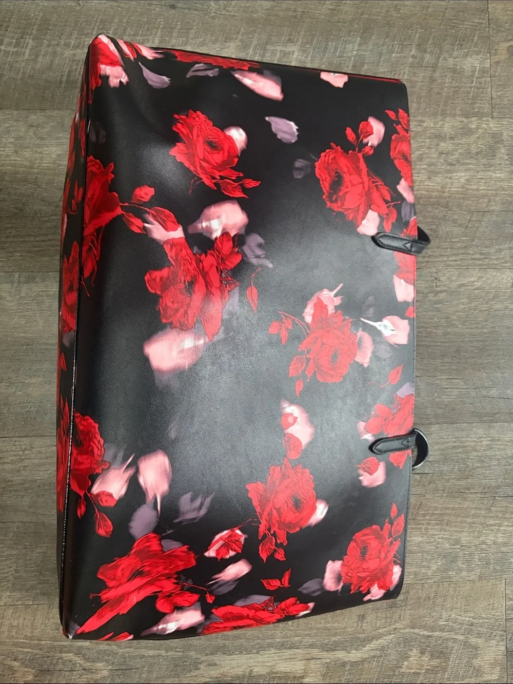 Victoria's Secret Black Tote with Red Floral Print